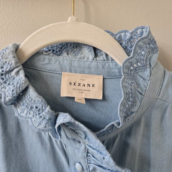 Sezane Chlo Shirt in Chambray Size US 6 - 100% cotton shirt - Picture 5 of 9